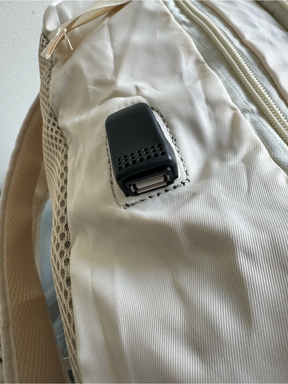 Beige Color with USB charger cord Men's Backpack - Everyday Carry
